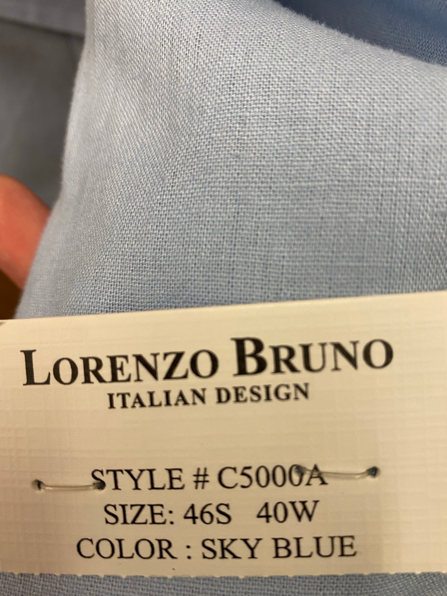 Lorenzo Bruno sky blue linen 2-piece suit 46S C5000A