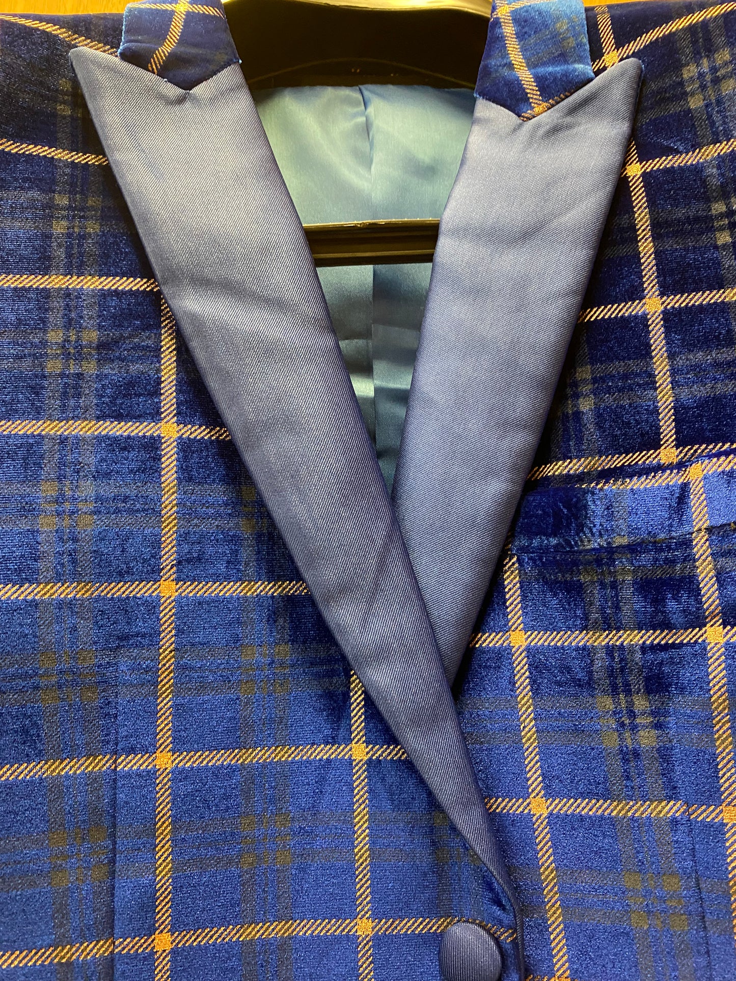 Cielo Royal Blue/Gold Checkered Blazer/sport jacket