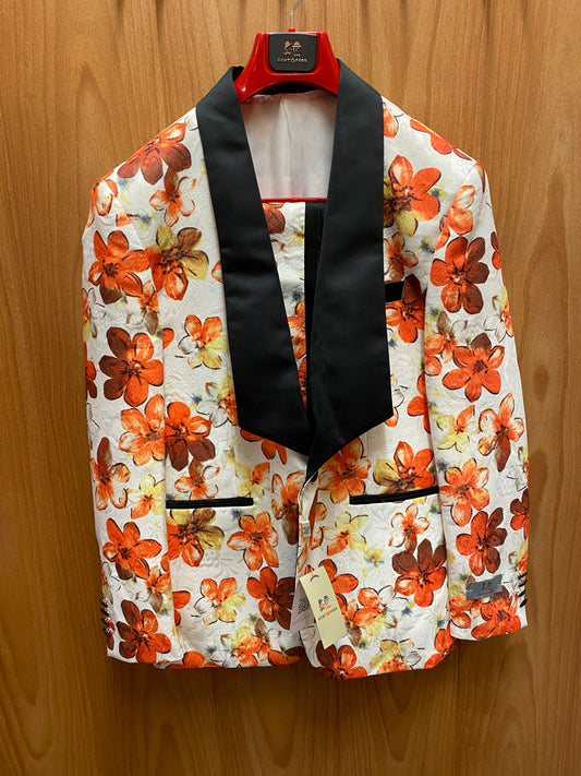 Kent & Park JP101 Orange Floral Print 2-Piece Suit