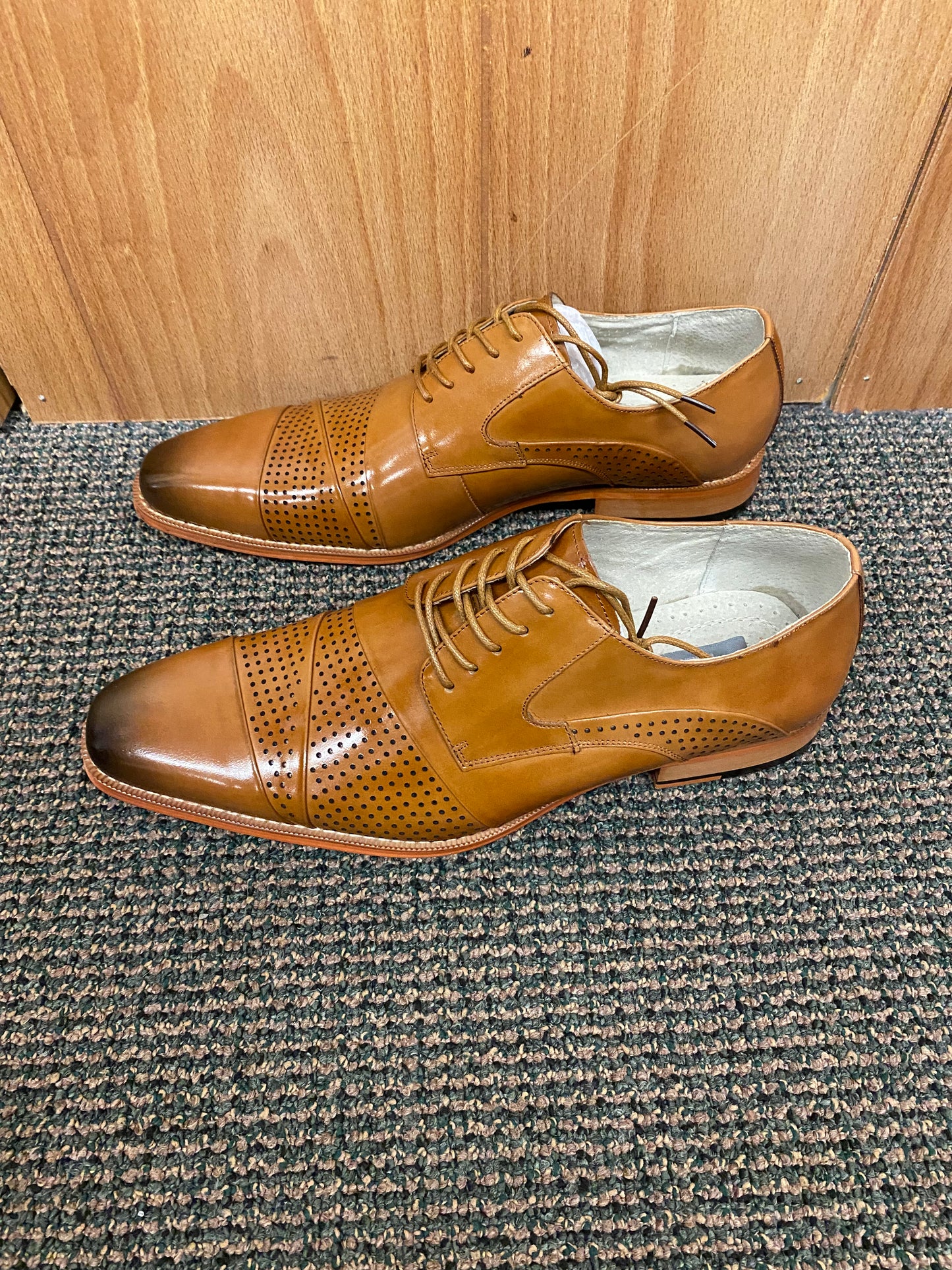 Giovanni Marcello Tan Leather Hand-made Lace-up Dress Shoes